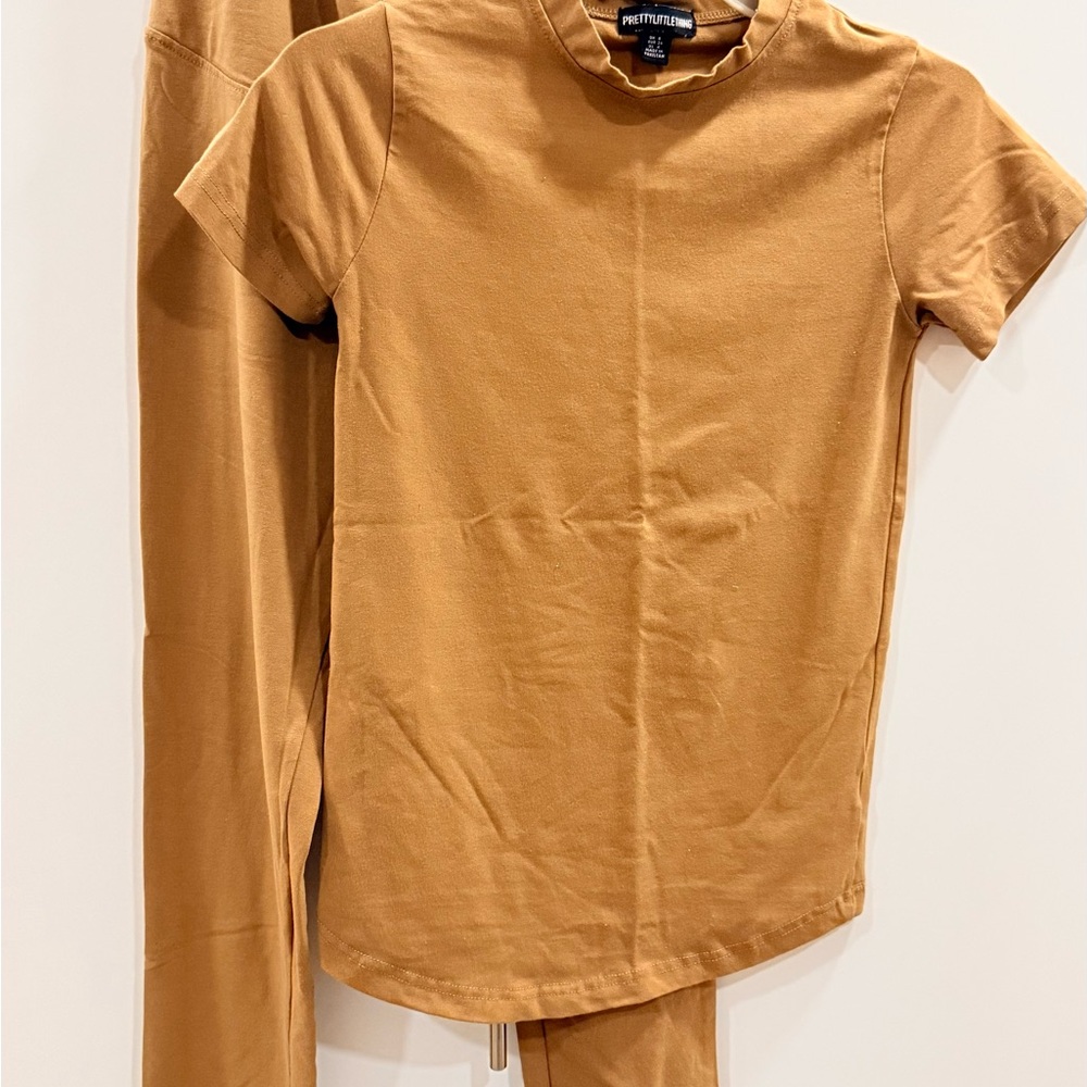 PrettyLittleThing Mustard and Butter Yellow Top and Jogger Sets
